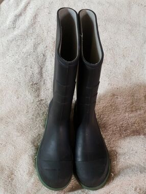 George Black Rain Boots with Green Soles